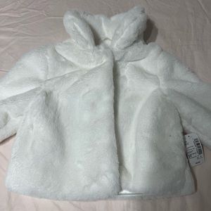 The Children’s Place Children’s White Soft Fur Coat Jacket